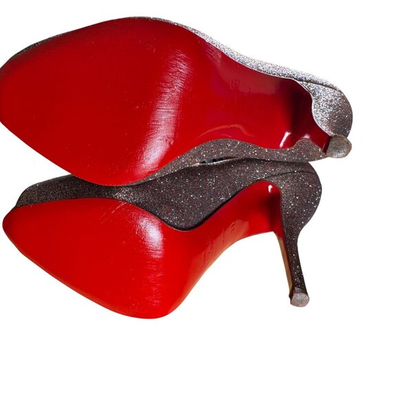 Christian Louboutin Titi 120 Glitter Mini/Specchio Peep Toe Pumps Heels Size 39 - Picture 10 of 11